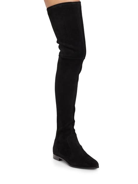 prada black suede over the knee boots|prada high heel boots.